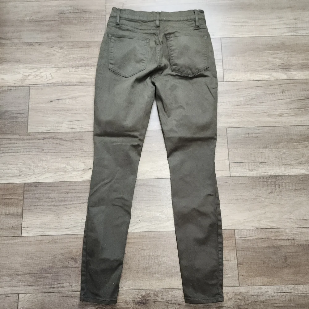 Frame denim Women Le High Skinny LHSKCT465 mid rise khaki Green Coated jeans 26 - Picture 5 of 16